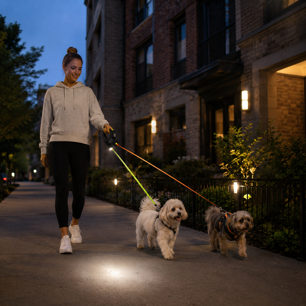 GlowSafe Dual Retractable Leash for Pets