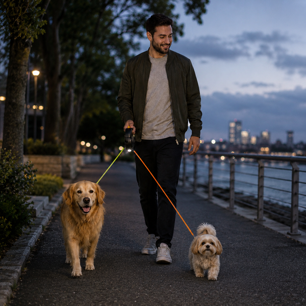 GlowSafe Dual Retractable Leash for Pets