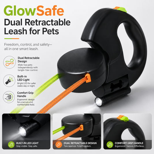 Dora's Inventory™ GlowSafe Dual Retractable Leash for Pets